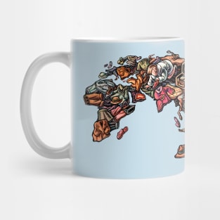 Woman Lays Out Clothes in World Map Mug